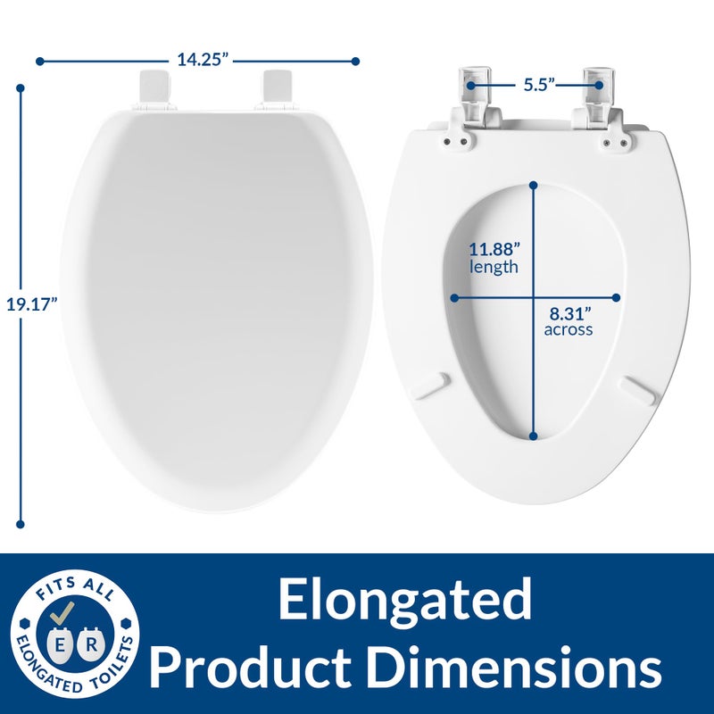 Mayfair Cameron White Toilet Seat, Non Slip Heavy Duty Wood, Easy Clean, Made in USA, Elongated - Image 5